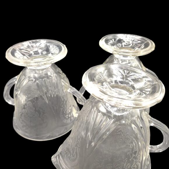 Hazel-Atlas ROYAL LACE Clear Depression Glass Footed Creamer, 2 Open Sugar Bowls - Picture 7 of 8